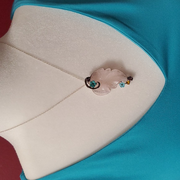 NWOT Sterling silver and Rose Quartz pedant with real gems - Picture 3 of 10